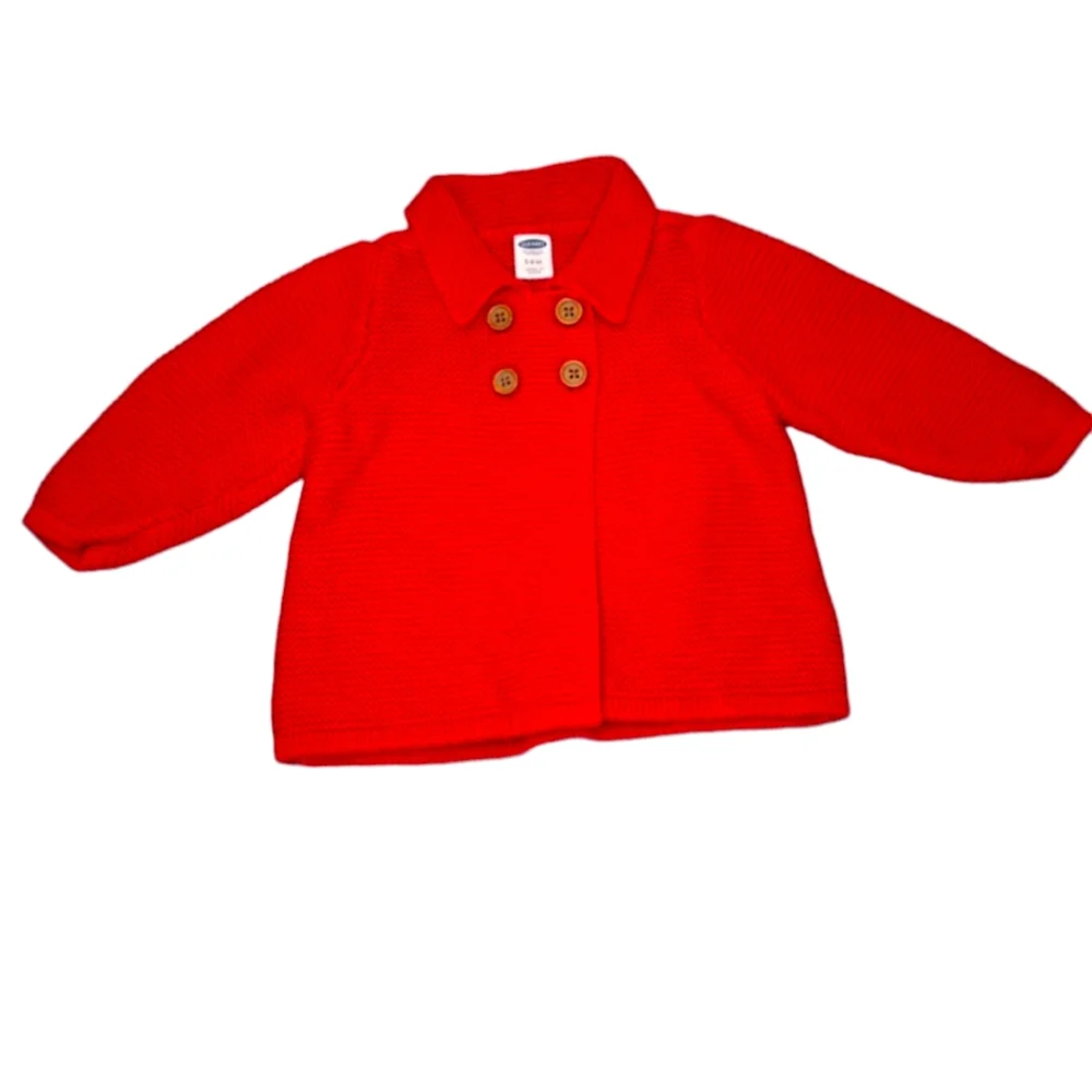 Old Navy Knit Sweater Jacket Red with Buttons Size 3-6 Months